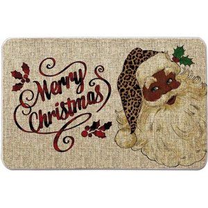 Christmas Door Mat Outdoor Rug Black Santa Doormat  Entrance Rug  17 x 27 Inch